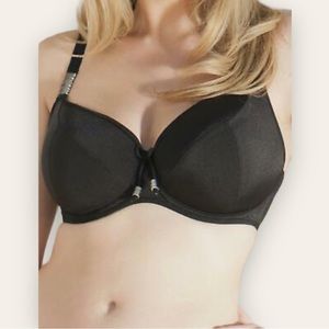 CURVY KATE - Jetset Padded Bikini Top, Black with Silver Metallic Hardware 36H
